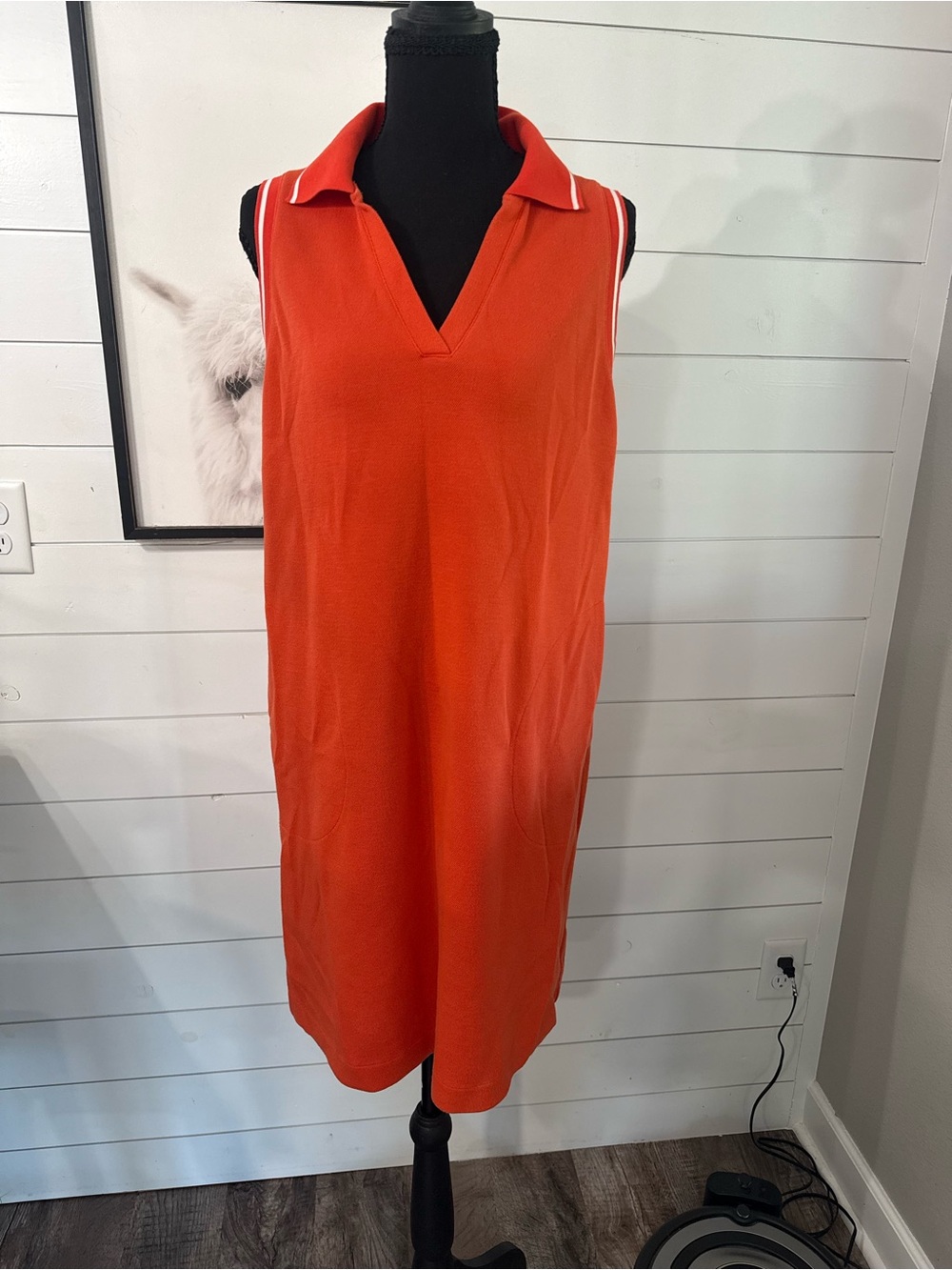 SPANX AirEssentials Pique Polo Tank Dress Athletic Golf Pockets Large in Poppy
